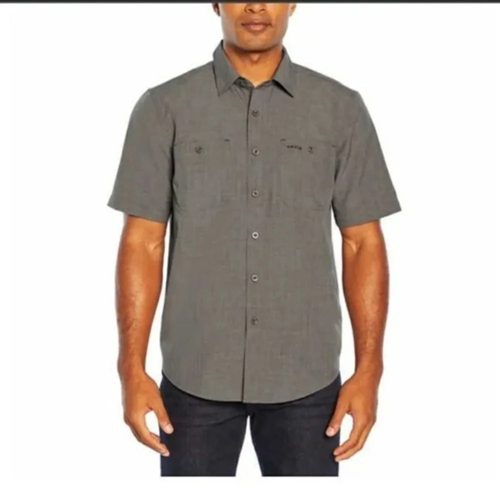 GRAY Orvis Men short sleeve woven tech shirt‎ - Picture 2 of 5